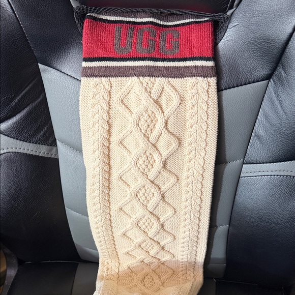 UGG Tan Suede Boots with Cream Knit Upper - Picture 2 of 4